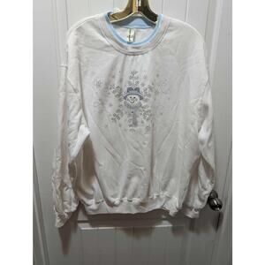 Decorated Originals Christmas Sweatshirt Women's XL White Snowmen Holiday